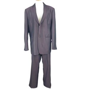 Vintage Mens Burgundy Suit (44L) FALCONE Notch Lapel Single Cuffed 80s Gangster